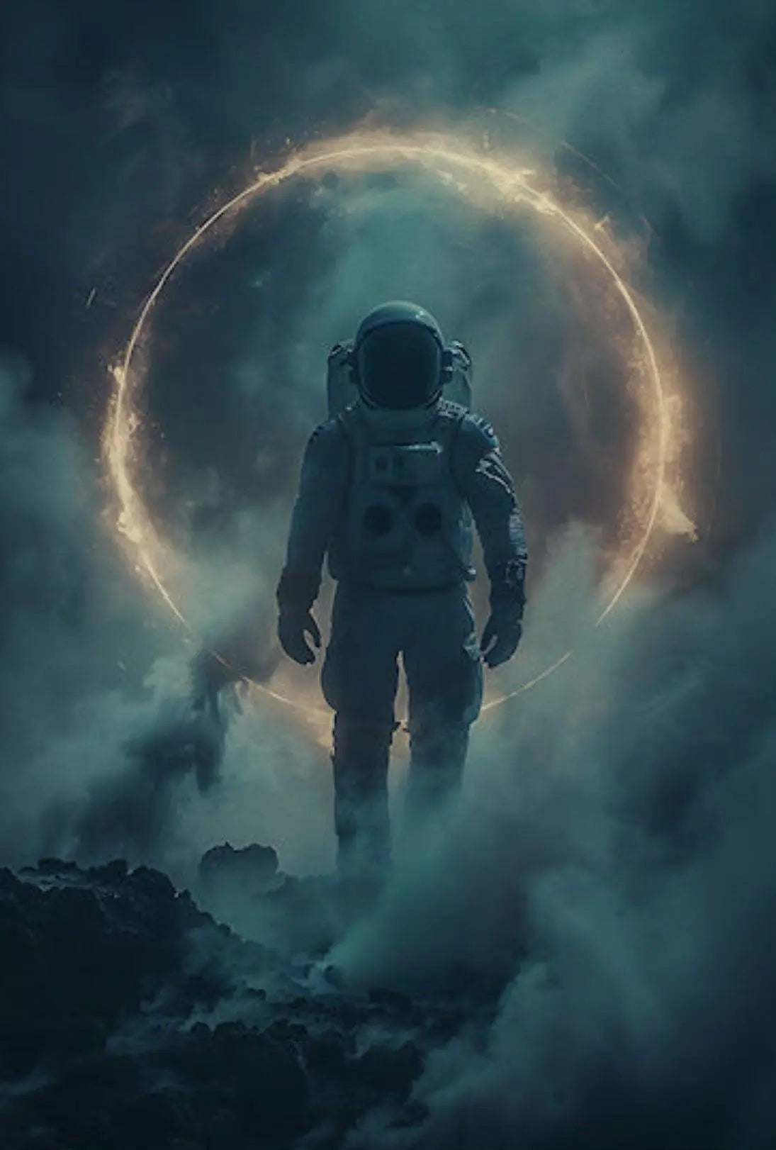 Exploration Astronaut on Alien World Futuristic Sci-Fi Poster PosterGoat