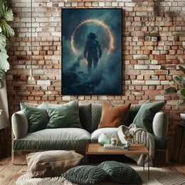 Exploration Astronaut on Alien World Futuristic Sci-Fi Poster PosterGoat