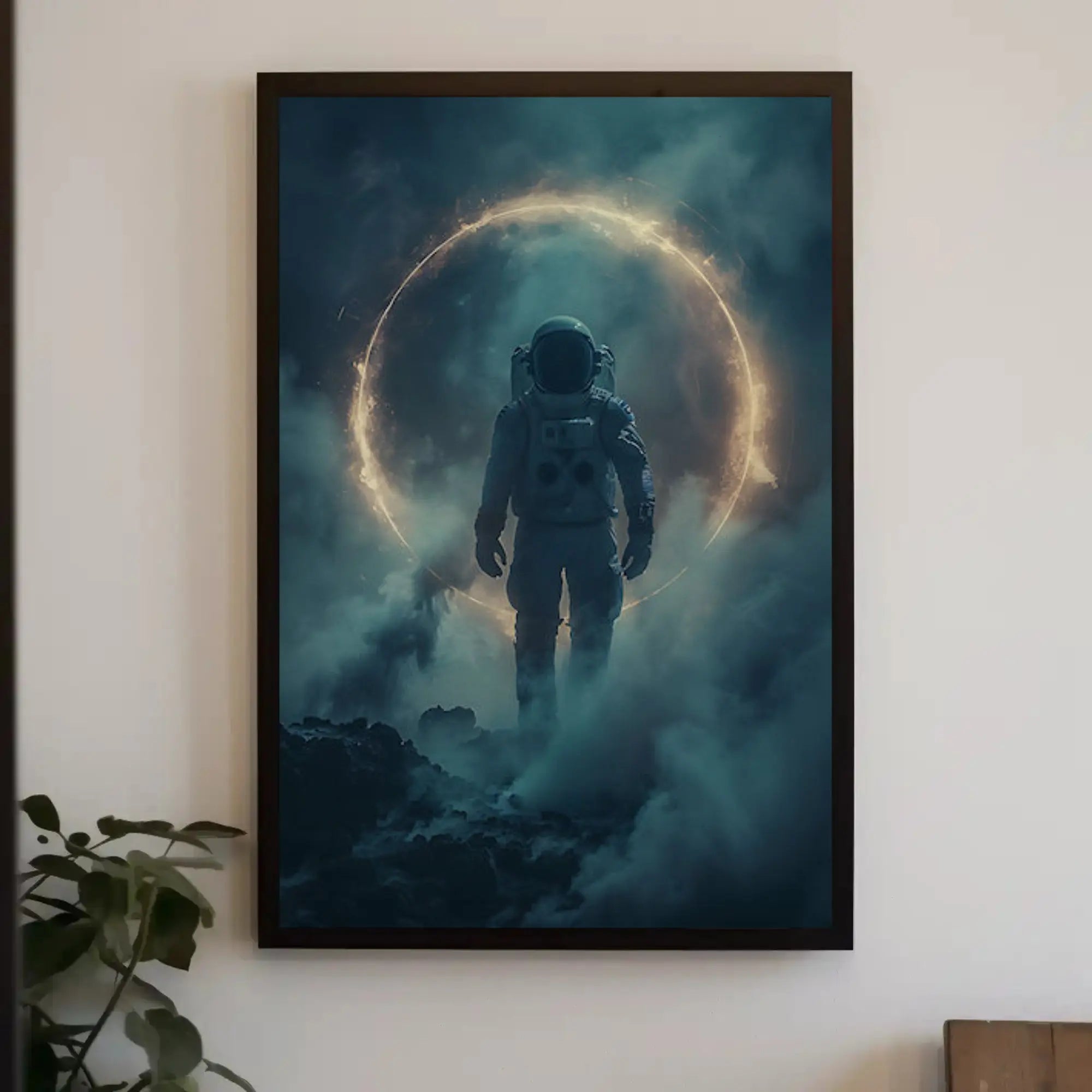 Exploration Astronaut on Alien World Futuristic Sci-Fi Poster PosterGoat