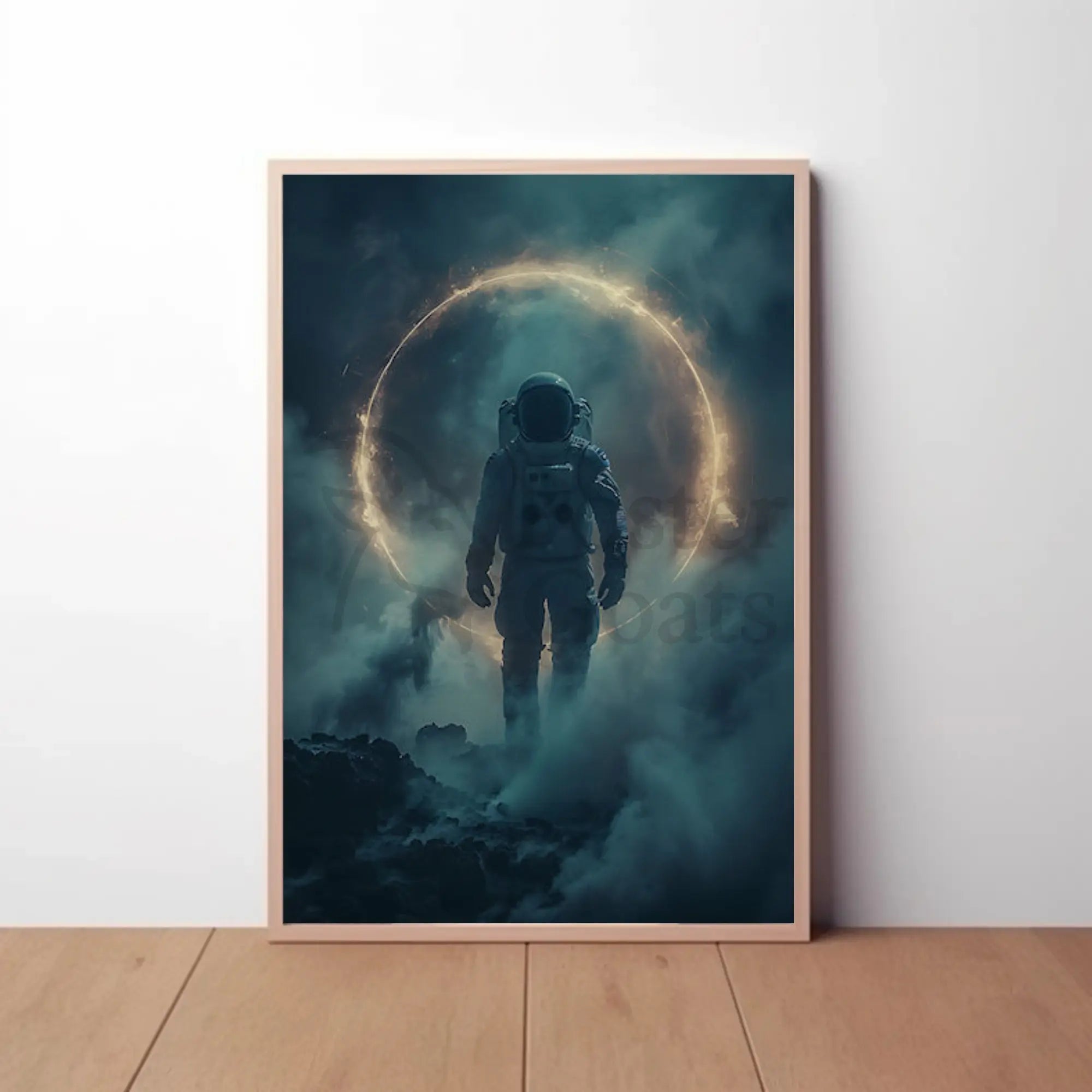 Exploration Astronaut on Alien World Futuristic Sci-Fi Poster PosterGoat