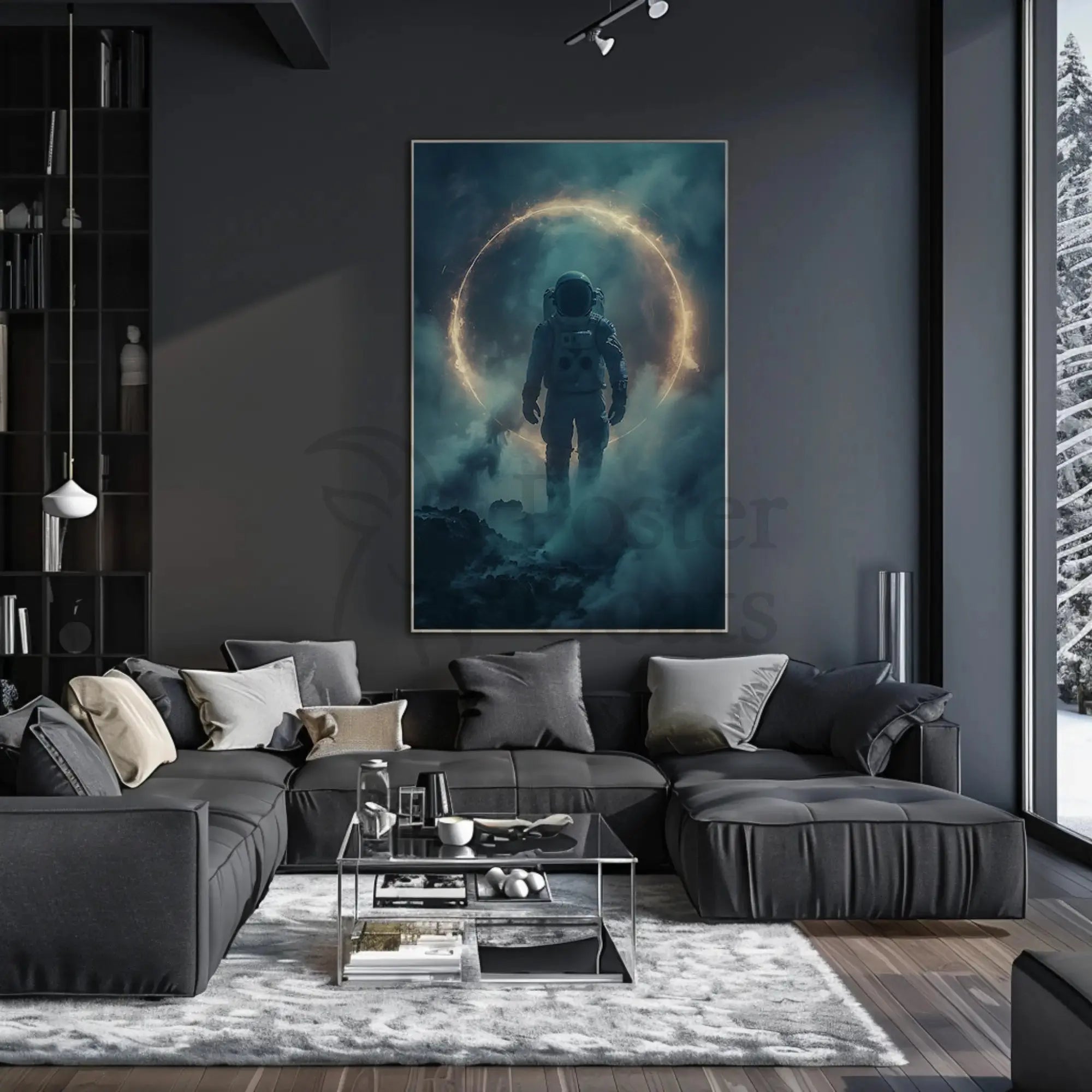 Exploration Astronaut on Alien World Futuristic Sci-Fi Poster PosterGoat
