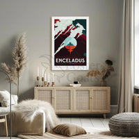 Exploration Awaits on Saturn's Moon Futuristic Sci-Fi Poster PosterGoat