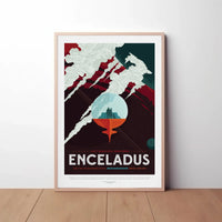 Exploration Awaits on Saturn's Moon Futuristic Sci-Fi Poster PosterGoat