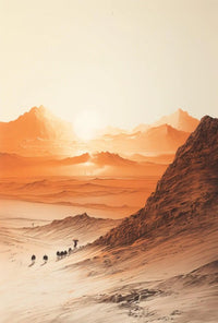 Explorative Caravan Desert Scene Cultural or Heritage Poster PosterGoat