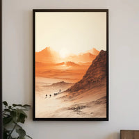 Explorative Caravan Desert Scene Cultural or Heritage Poster PosterGoat