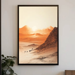 Explorative Caravan Desert Scene Cultural or Heritage Poster PosterGoat