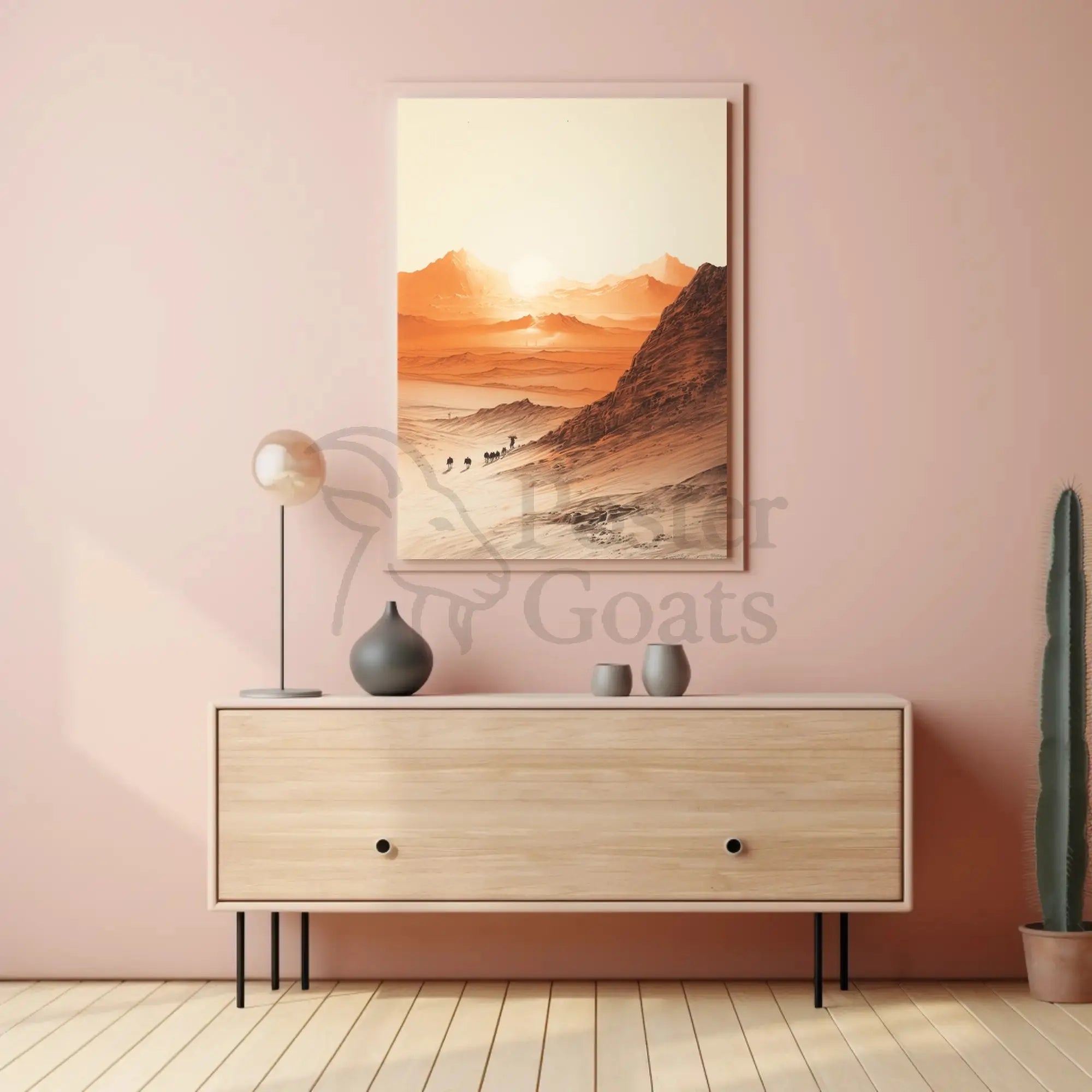 Explorative Caravan Desert Scene Cultural or Heritage Poster PosterGoat