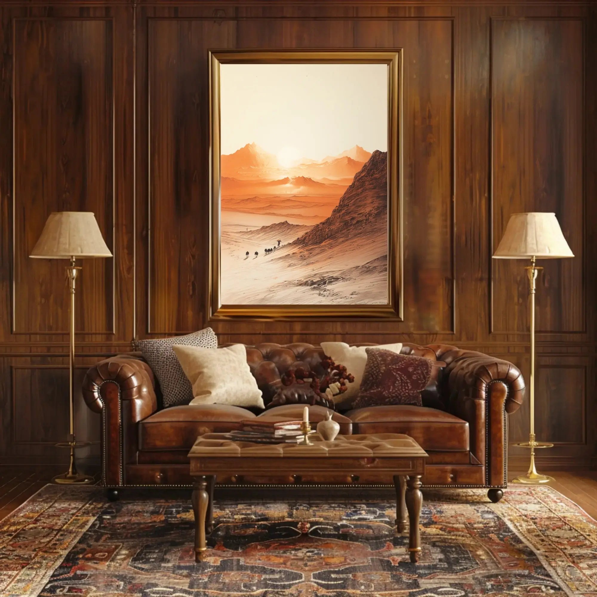 Explorative Caravan Desert Scene Cultural or Heritage Poster PosterGoat