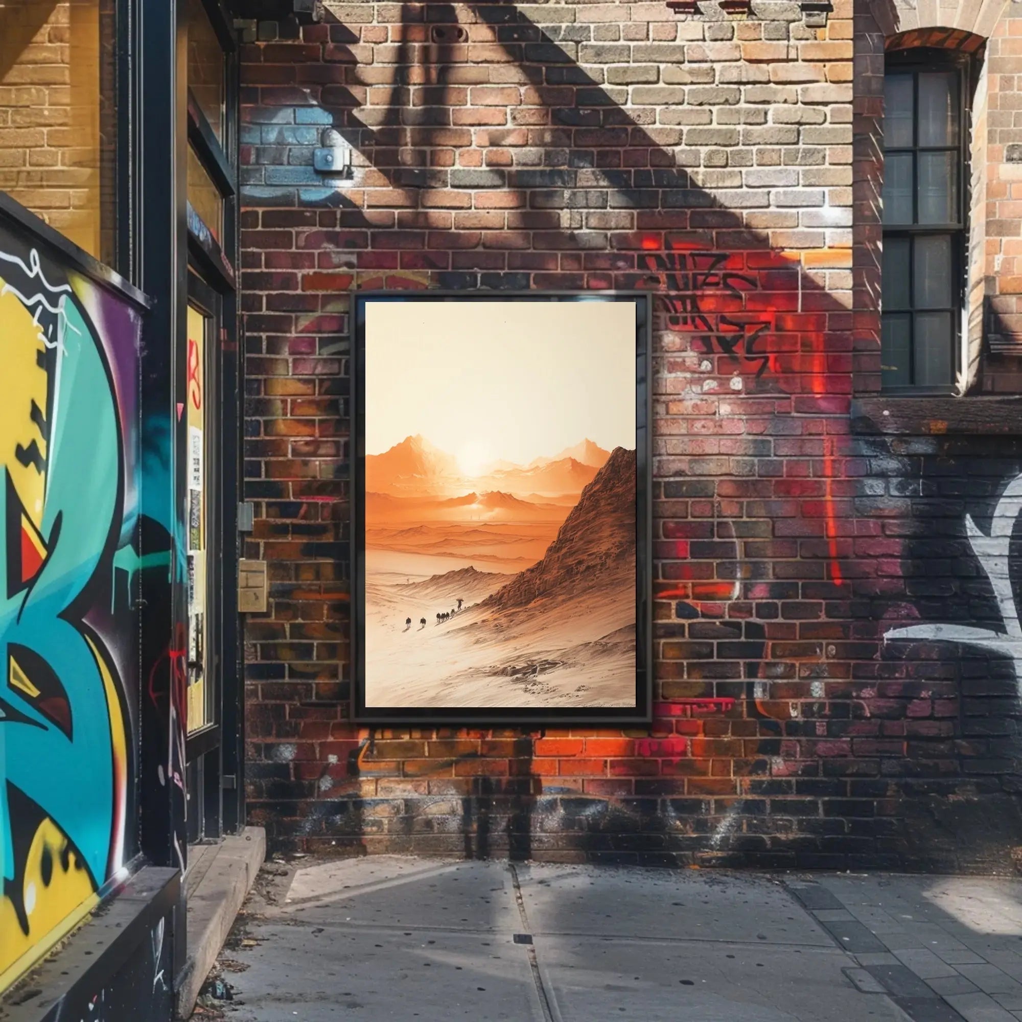 Explorative Caravan Desert Scene Cultural or Heritage Poster PosterGoat