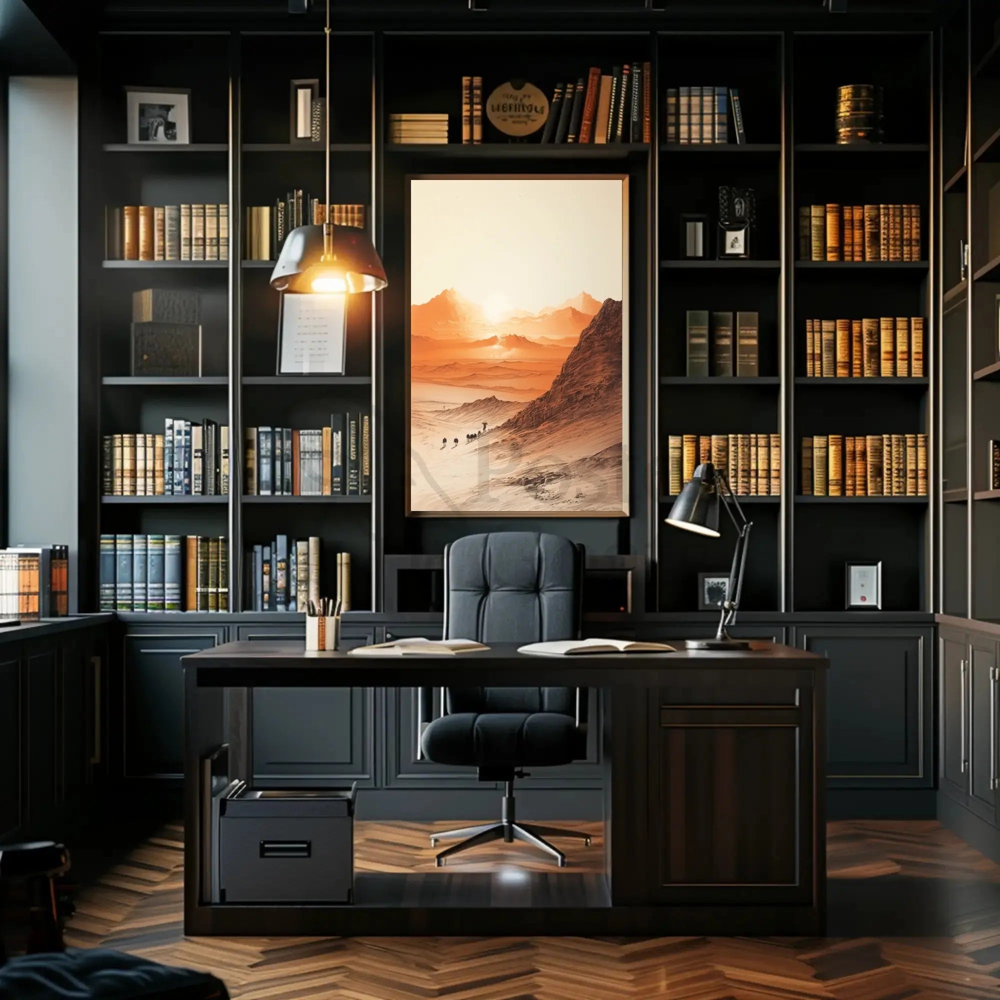 Explorative Caravan Desert Scene Cultural or Heritage Poster PosterGoat