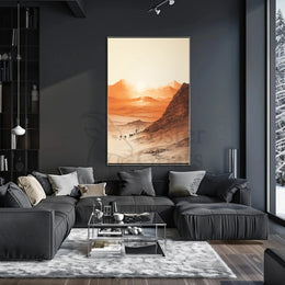 Explorative Caravan Desert Scene Cultural or Heritage Poster PosterGoat