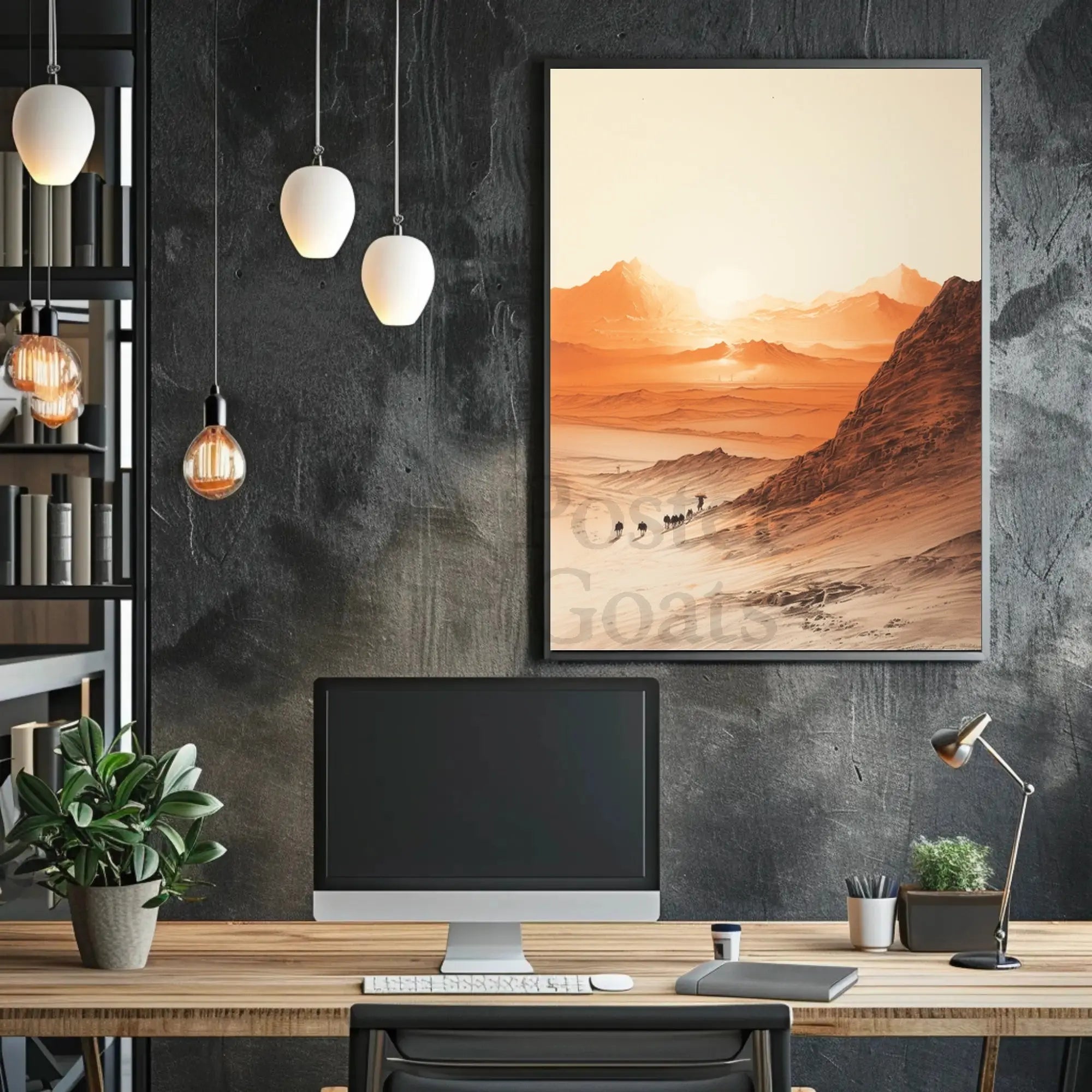 Explorative Caravan Desert Scene Cultural or Heritage Poster PosterGoat