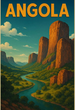 Explore Angola's Vibrant River Valley Travel Poster PosterGoat