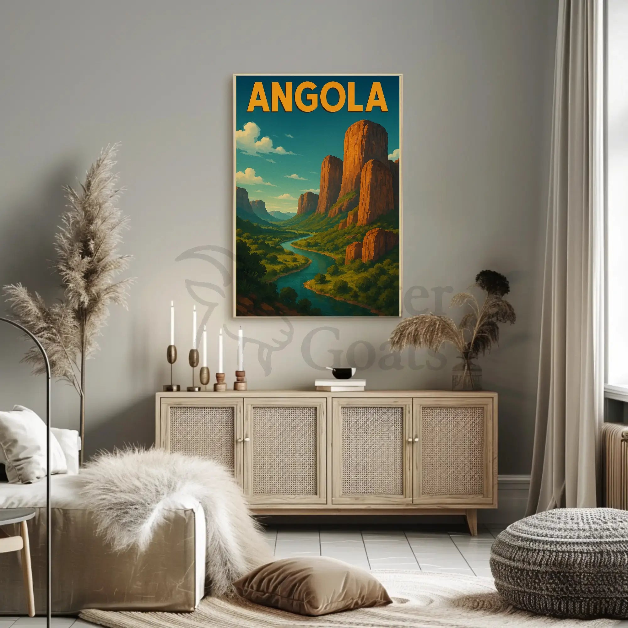 Explore Angola's Vibrant River Valley Travel Poster PosterGoat