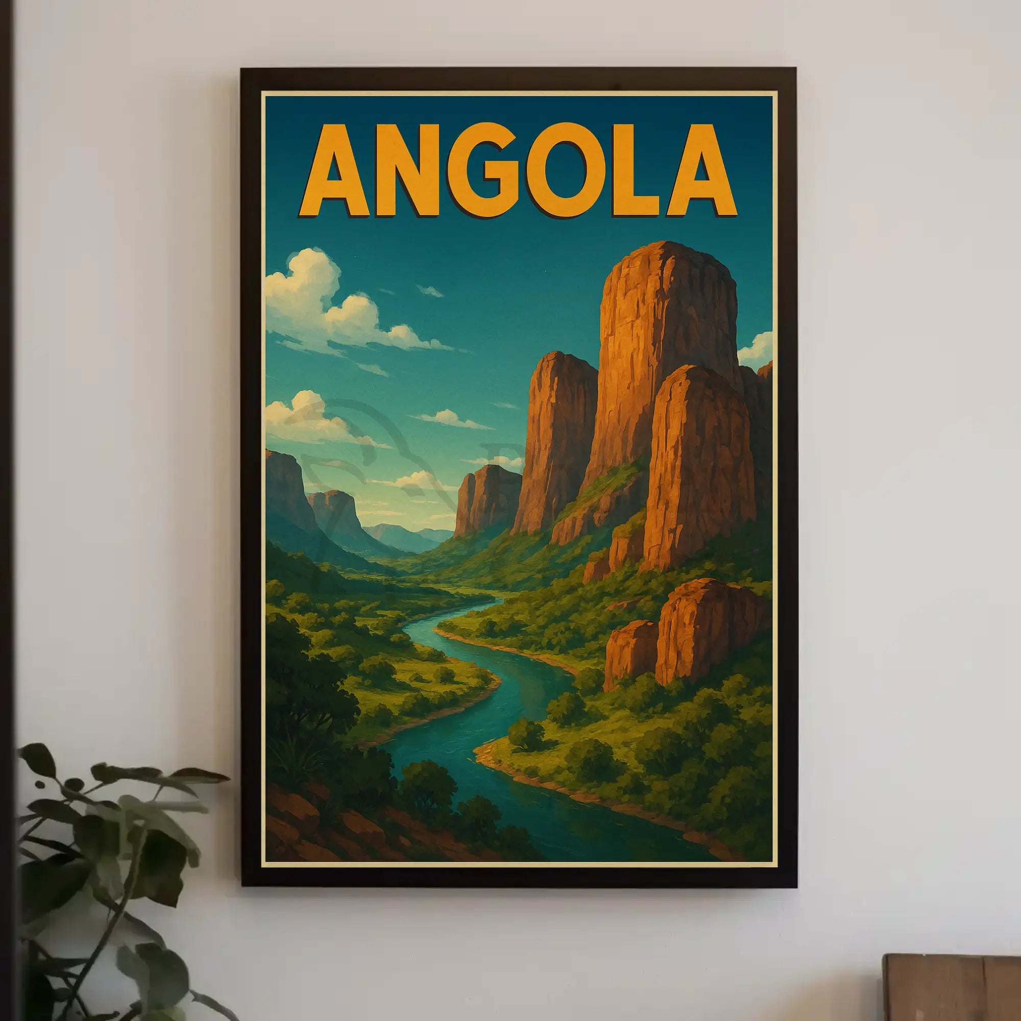Explore Angola's Vibrant River Valley Travel Poster PosterGoat