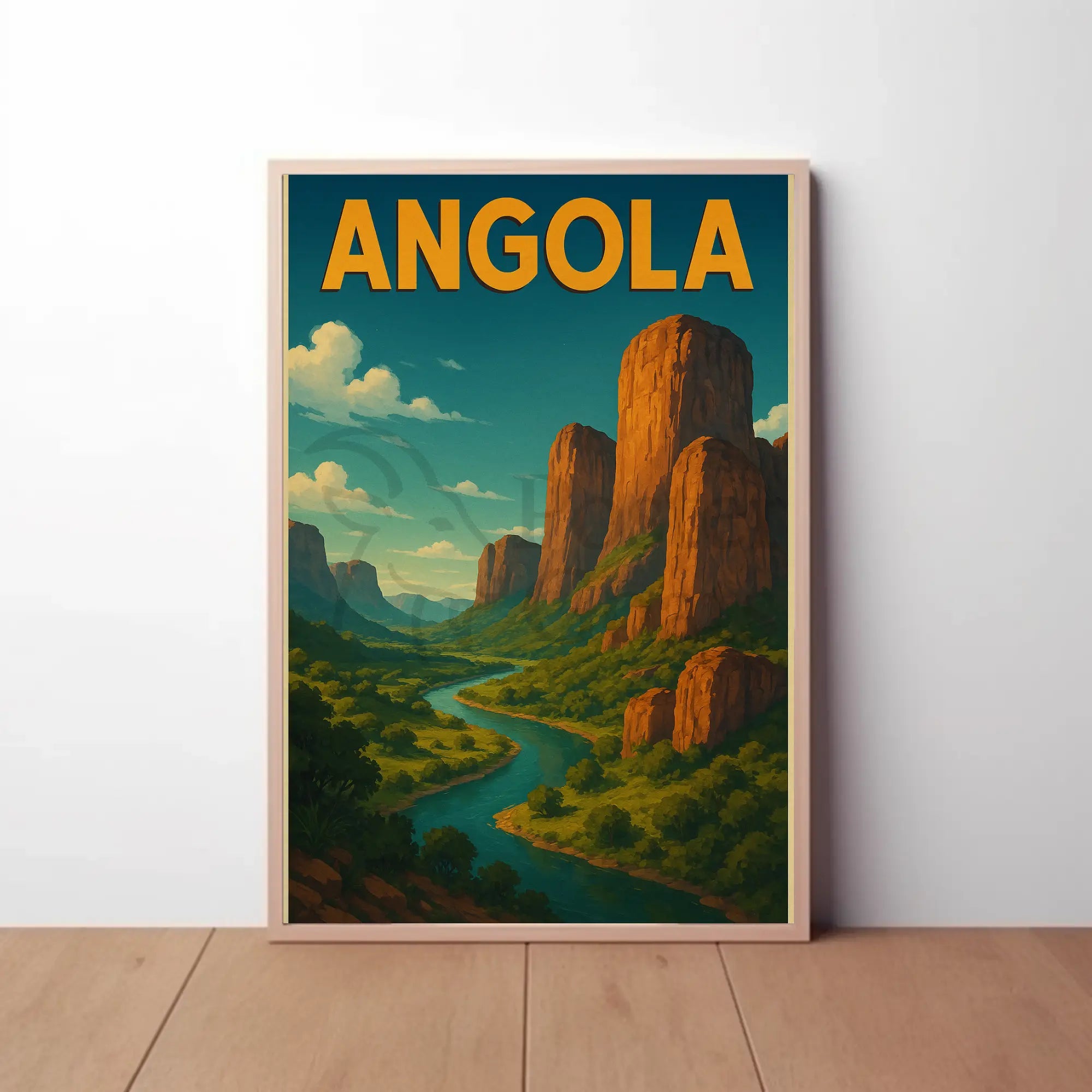 Explore Angola's Vibrant River Valley Travel Poster PosterGoat