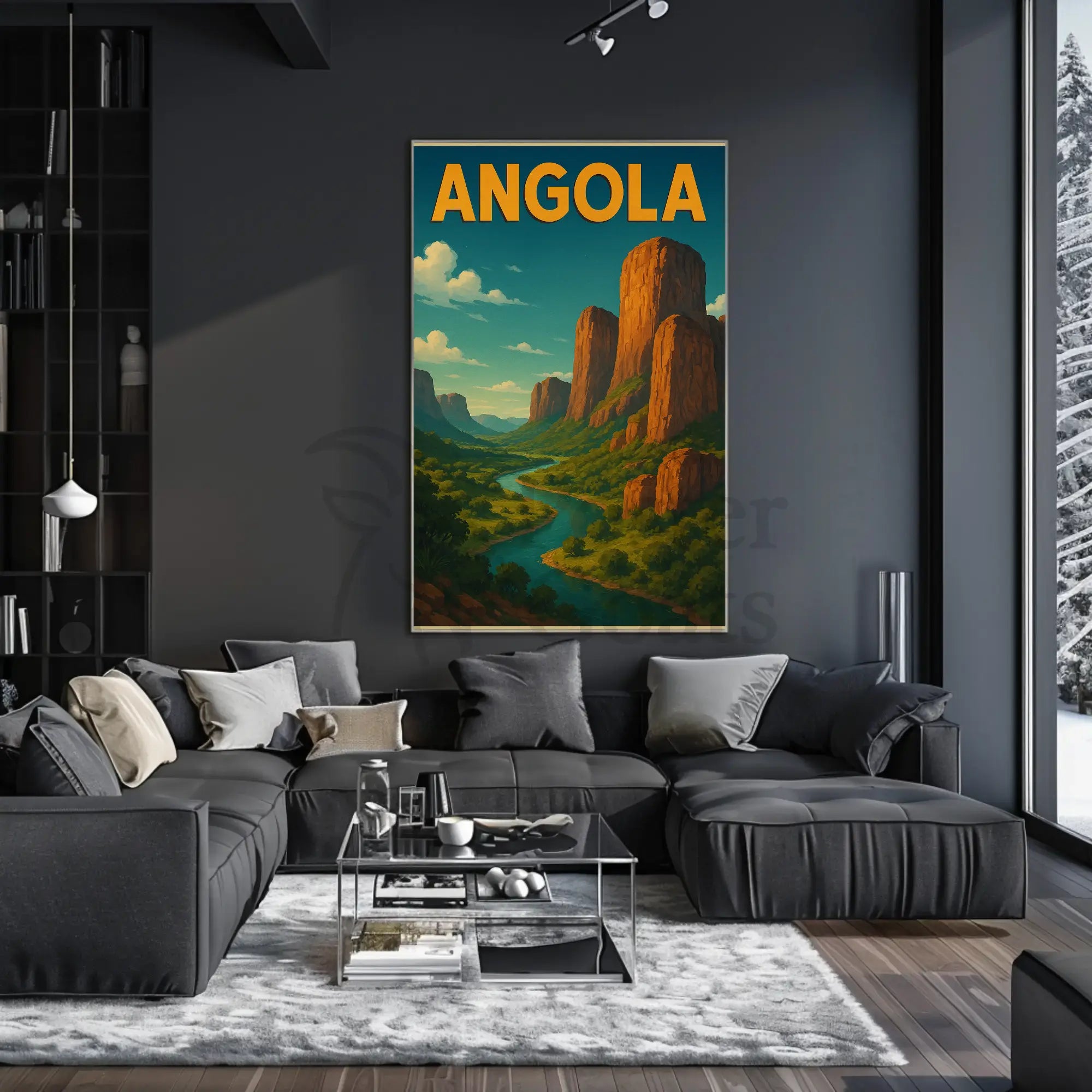 Explore Angola's Vibrant River Valley Travel Poster PosterGoat