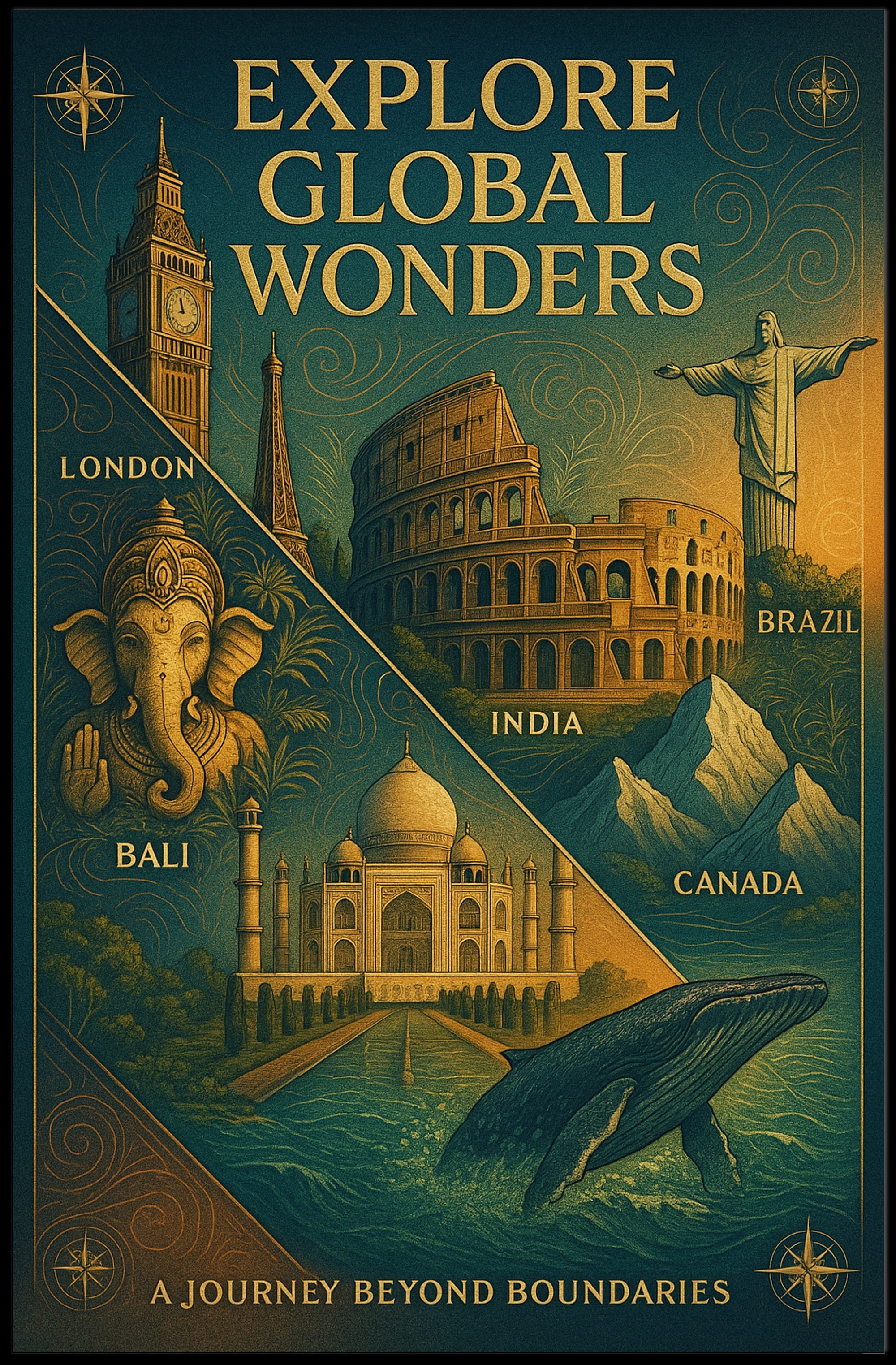 Explore Global Wonders Wall Art Print PosterGoat