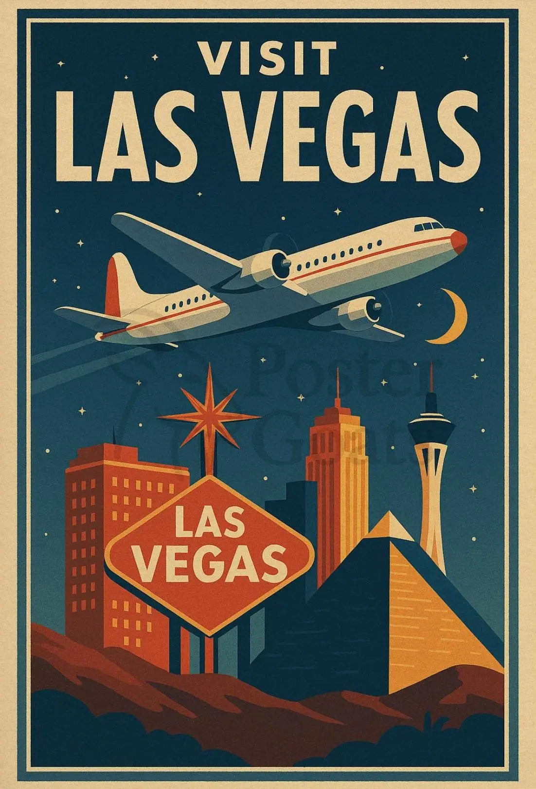 Explore Iconic Las Vegas in Retro Travel Poster PosterGoat