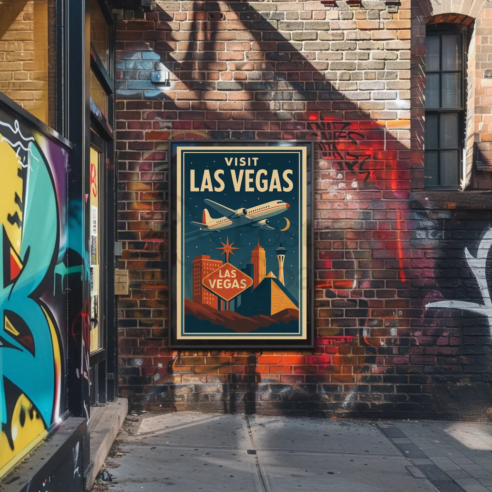 Explore Iconic Las Vegas in Retro Travel Poster PosterGoat