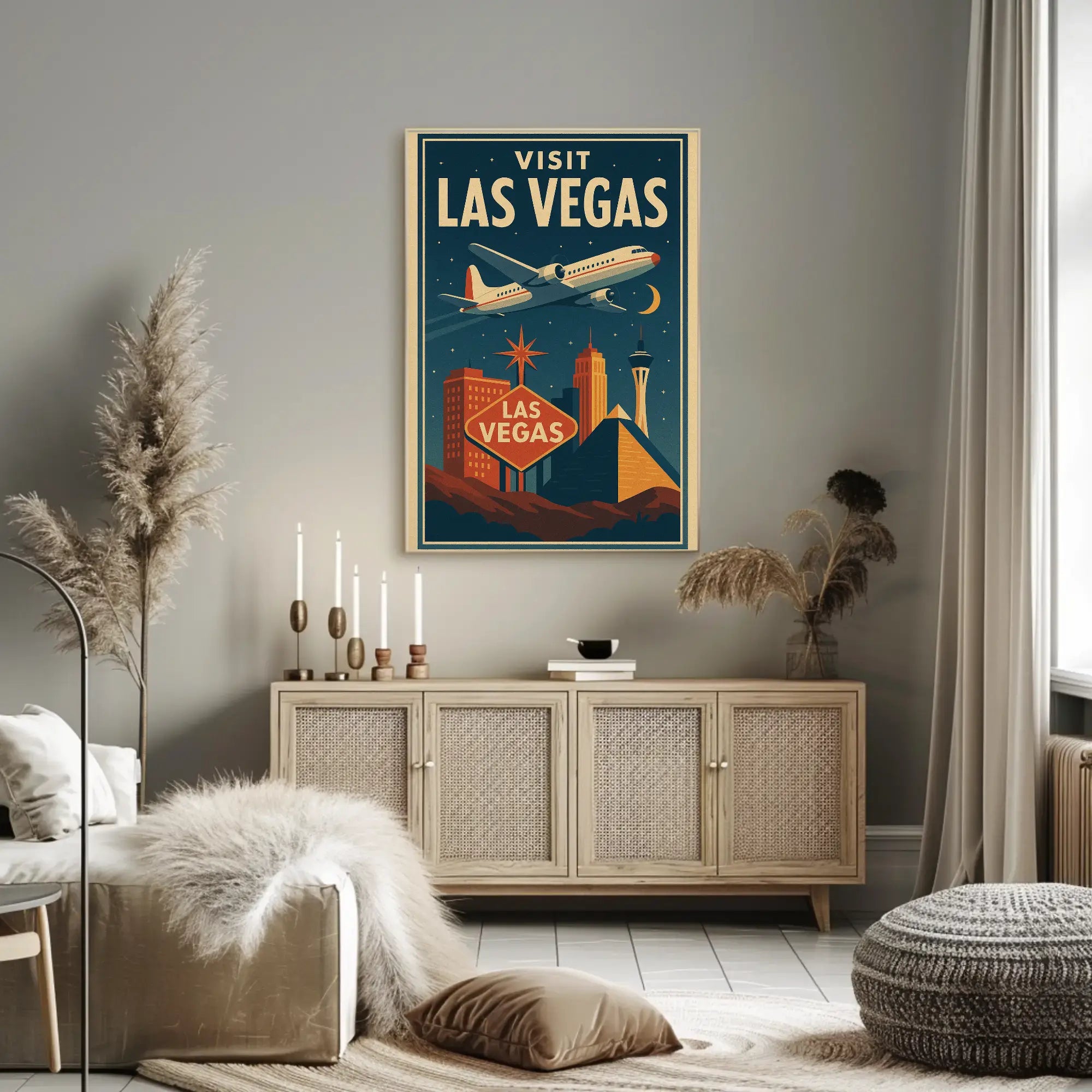 Explore Iconic Las Vegas in Retro Travel Poster PosterGoat