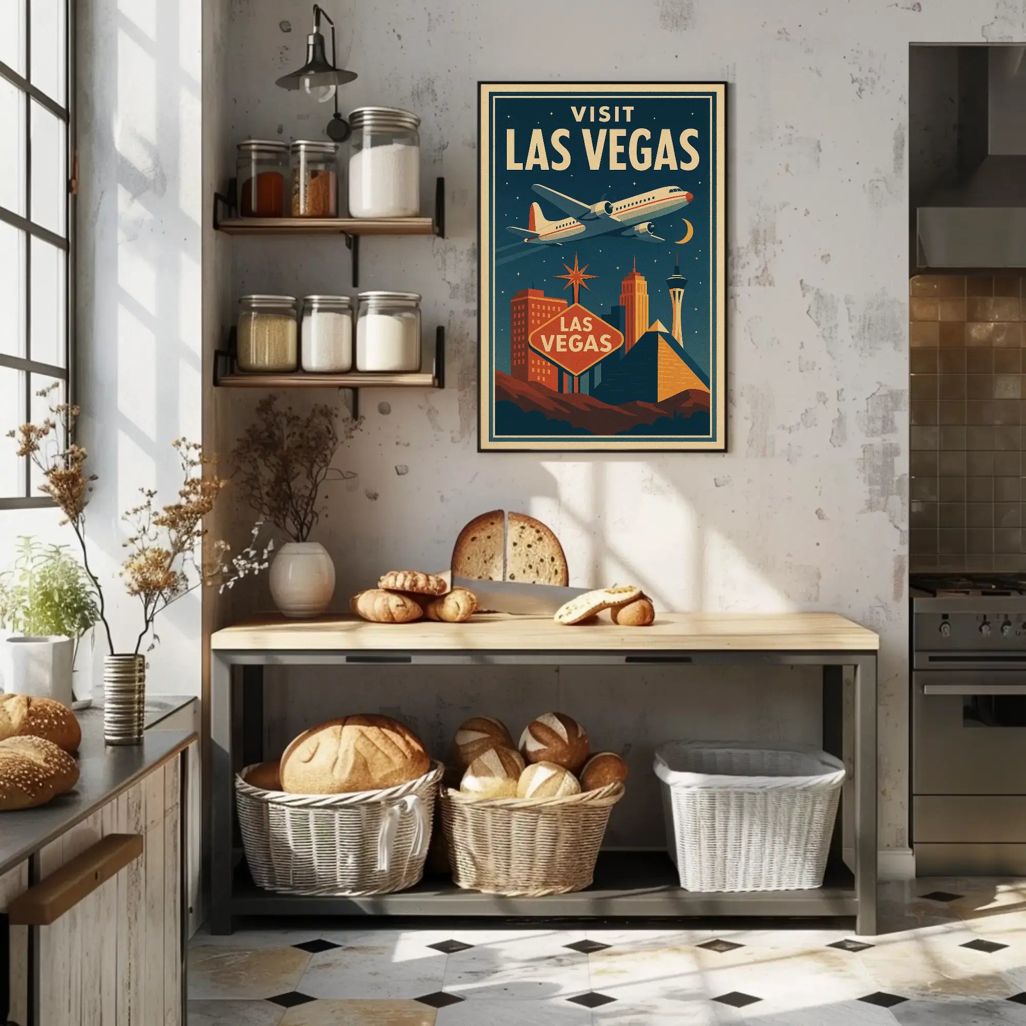 Explore Iconic Las Vegas in Retro Travel Poster PosterGoat