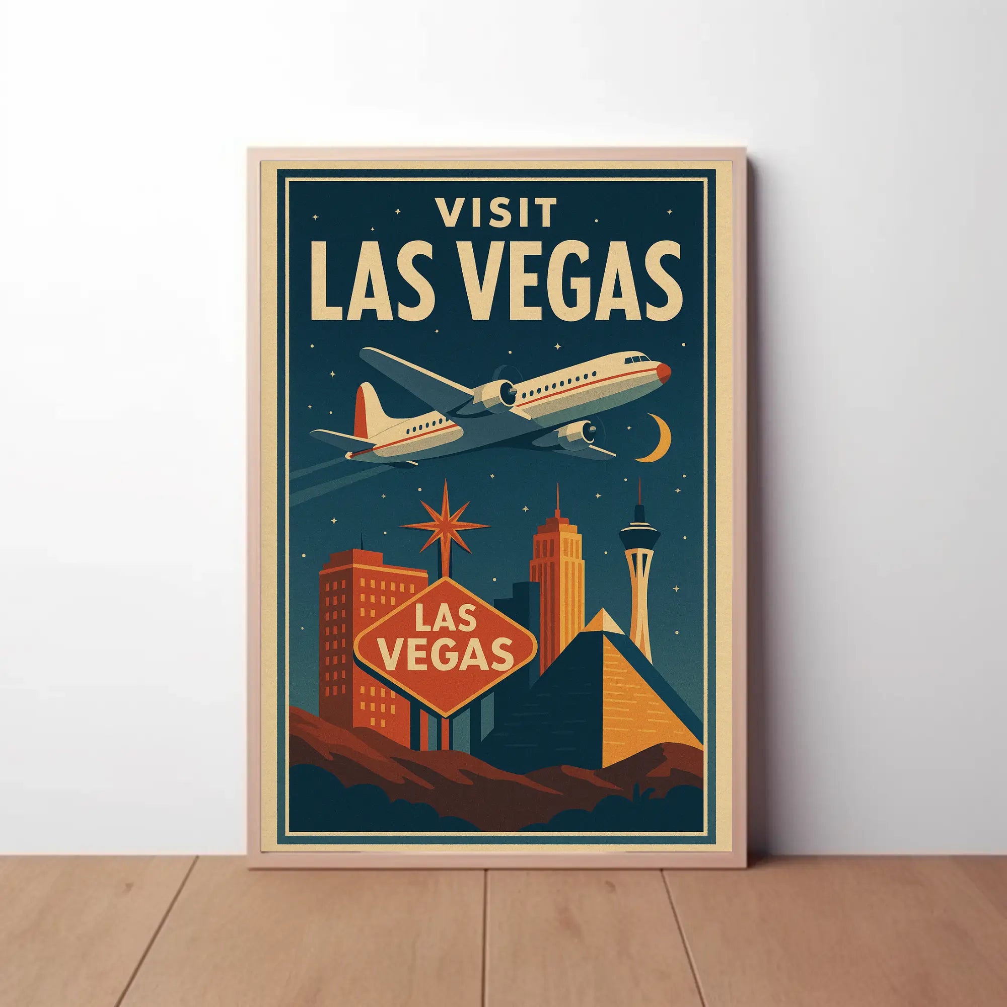 Explore Iconic Las Vegas in Retro Travel Poster PosterGoat