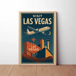 Explore Iconic Las Vegas in Retro Travel Poster PosterGoat