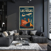 Explore Iconic Las Vegas in Retro Travel Poster PosterGoat