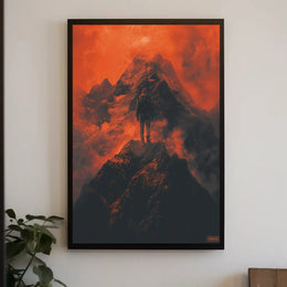 Explore Solitude: Surreal Mountain Adventure Artistic Poster PosterGoat