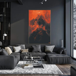 Explore Solitude: Surreal Mountain Adventure Artistic Poster PosterGoat