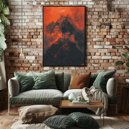 Explore Solitude: Surreal Mountain Adventure Artistic Poster PosterGoat