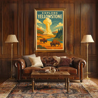 Explore Yellowstone Vintage National Park Travel Poster PosterGoat