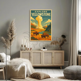 Explore Yellowstone Vintage National Park Travel Poster PosterGoat