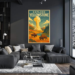 Explore Yellowstone Vintage National Park Travel Poster PosterGoat