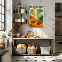 Explore Yellowstone Vintage National Park Travel Poster PosterGoat