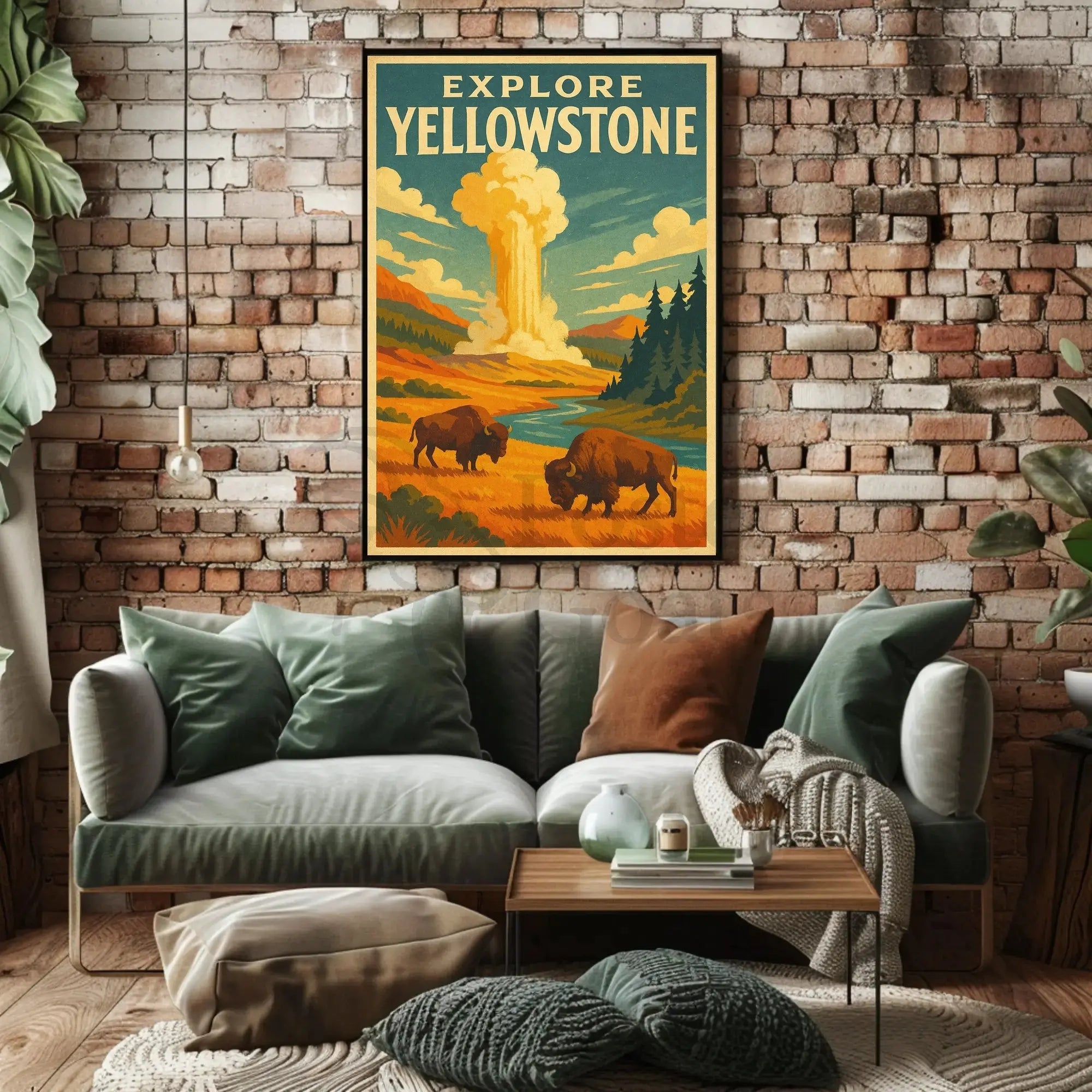 Explore Yellowstone Vintage National Park Travel Poster PosterGoat