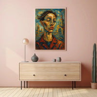 Expressionist Portrait with Medieval Influence: Abstract, Artistic, or Pop Culture Poster PosterGoat