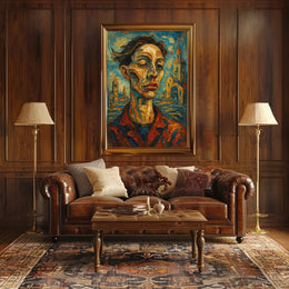 Expressionist Portrait with Medieval Influence: Abstract, Artistic, or Pop Culture Poster PosterGoat