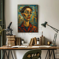 Expressionist Portrait with Medieval Influence: Abstract, Artistic, or Pop Culture Poster PosterGoat