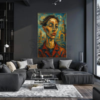 Expressionist Portrait with Medieval Influence: Abstract, Artistic, or Pop Culture Poster PosterGoat