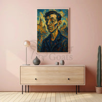 Expressionist Urban Portrait with Dynamic Swirling Hues Poster PosterGoat