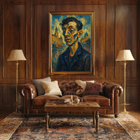 Expressionist Urban Portrait with Dynamic Swirling Hues Poster PosterGoat