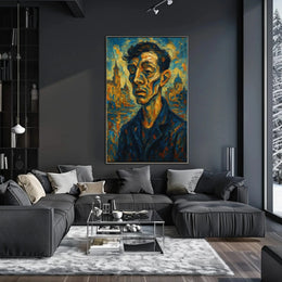 Expressionist Urban Portrait with Dynamic Swirling Hues Poster PosterGoat