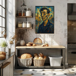 Expressionist Urban Portrait with Dynamic Swirling Hues Poster PosterGoat
