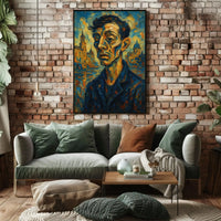 Expressionist Urban Portrait with Dynamic Swirling Hues Poster PosterGoat