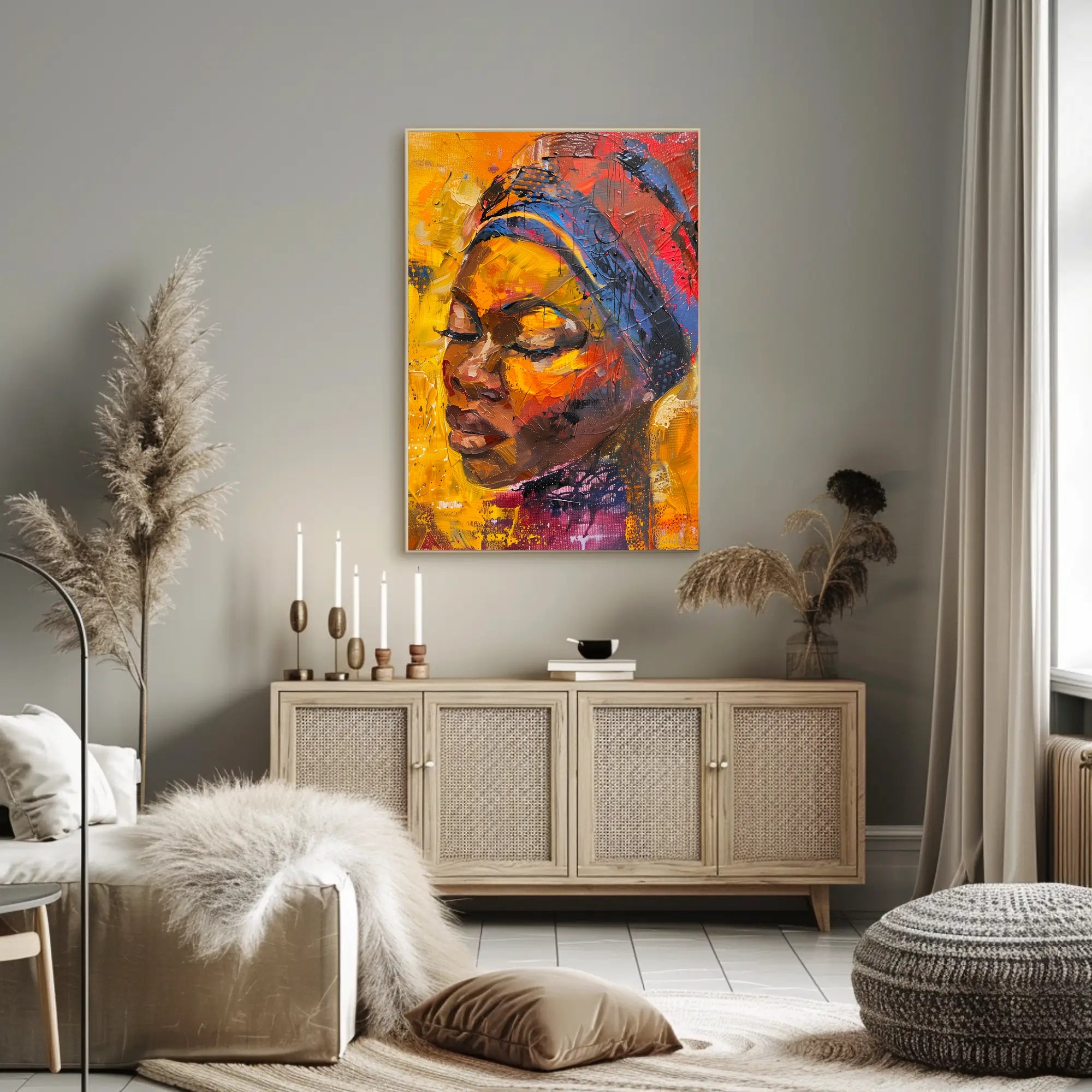 Expressive Abstract Portrait with Vibrant Colors in Artistic Poster PosterGoat
