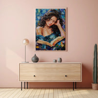 Expressive Painting of Woman Reading: Abstract or Artistic Poster PosterGoat