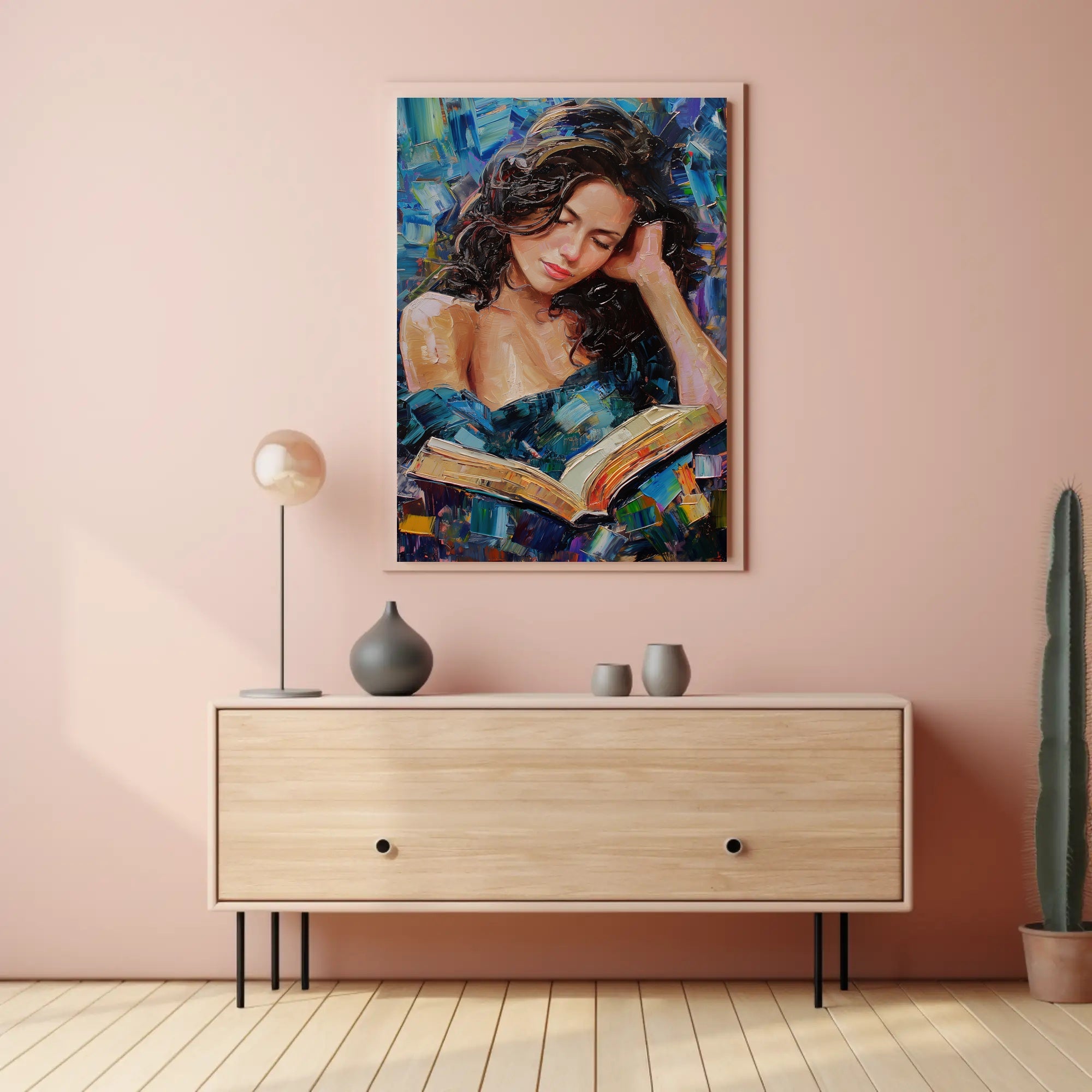 Expressive Painting of Woman Reading: Abstract or Artistic Poster PosterGoat