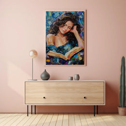 Expressive Painting of Woman Reading: Abstract or Artistic Poster PosterGoat